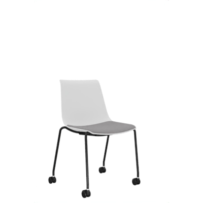 SU192 : Besucherstuhl Vierfuß auf Rollen mit Sitzpolster