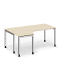 XIO Trendline Schreibtisch manuell höhenverstellbar per Spindel mit L-Form Tischplatte