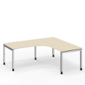 XIO Trendline Schreibtisch manuell höhenverstellbar per Spindel mit L-Form Tischplatte und Ansatzplatte