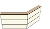 AG19120140 Theke 135°, links:120cm, rechts:140cm, H107,7cm (3 SE)