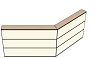 AG19140160 Theke 135°, links:140cm, rechts:160cm, H107,7cm (3 SE)